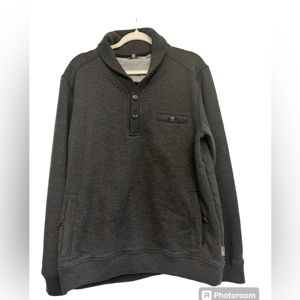 Ted Baker No‎ Rush shawl collar sweater size 5 XL Charcoal gray flawed pullover